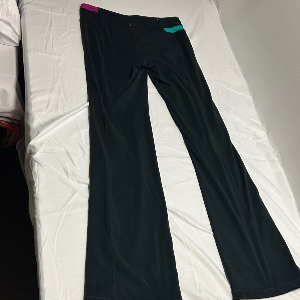 Under Armour Black Track Pants with Pink and Blue Accents